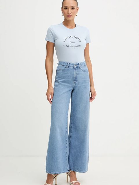 Karl Lagerfeld t-shirt bawełniany damski kolor niebieski B1W17033 - zdjęcie produktu nr 2