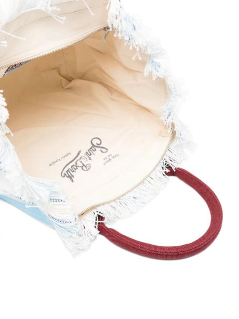 MC2 Saint Barth Vanity striped fringed-detail tote bag - Blue