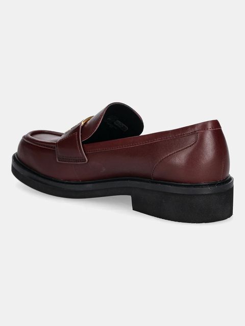 Guess mokasyny skórzane SHUTTLE3 damskie kolor bordowy na platformie FLTSH3 LEA14