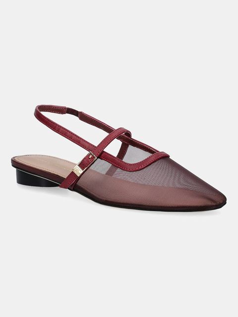 Tommy Hilfiger baleriny MESH ROUND HEEL BALLERINA kolor bordowy z odkrytą piętą FW0FW08962 - zdjęcie produktu nr 1
