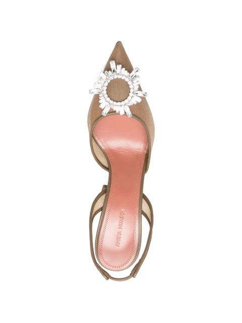 Amina Muaddi Begum embellishment sling pumps - Brown