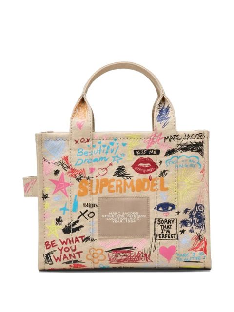 Marc Jacobs small The Punk Scribble canvas tote bag - Neutrals