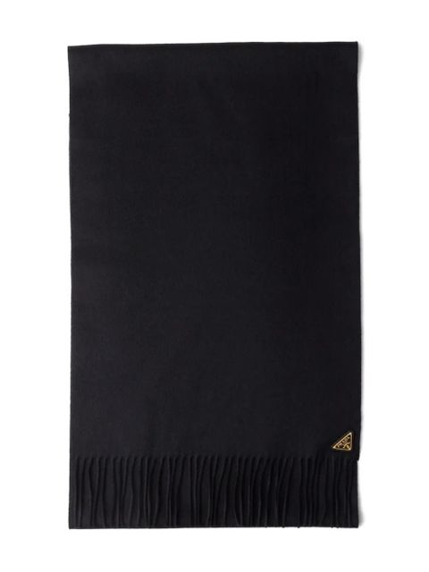 Prada triangle-logo fringed scarf - Black - zdjęcie produktu nr 2