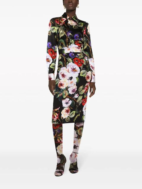 Dolce & Gabbana floral-print long-sleeve shirt - Black