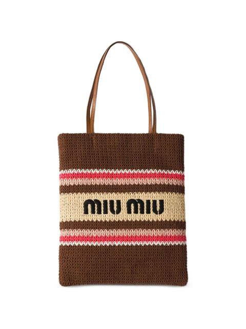 Miu Miu logo-embroidered tote bag - Brown - zdjęcie produktu nr 1