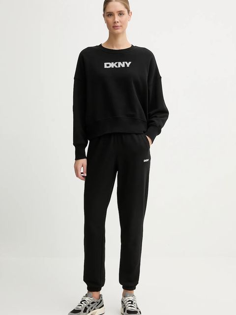 Dkny bluza bawełniana LOGO TERRY damska kolor czarny z aplikacją DP5T1370 - zdjęcie produktu nr 2