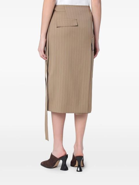 Victoria Beckham pinstripe wrap skirt - Neutrals