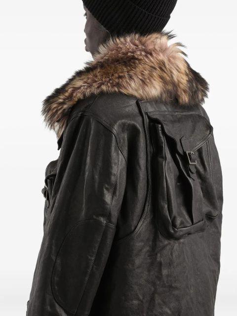 Dolce & Gabbana fur-trimmed pocket coat - Black