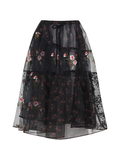 Simone Rocha floral embroidered mid skirt - Black - zdjęcie produktu nr 1