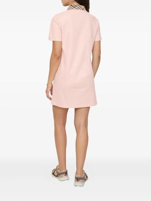 Burberry check-collar cotton polo shirt mini dress - Pink