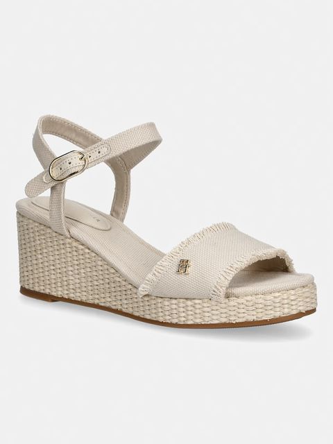 Tommy Hilfiger sandały na koturnie MID WOVEN WEDGE ESPAD FRINGE - zdjęcie produktu nr 1