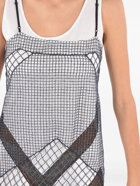 Maison Margiela mesh chevron-pattern slip maxi dress - White