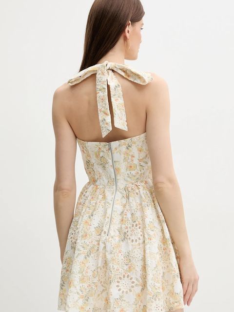 Bardot sukienka POLLIE kolor żółty mini rozkloszowana 59810DB