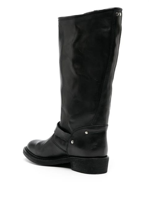 Golden Goose round-toe polished-finish boots - Black