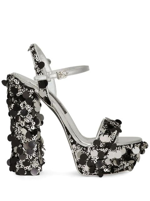 Dolce & Gabbana 105mm sequinned sandals - Silver - zdjęcie produktu nr 1