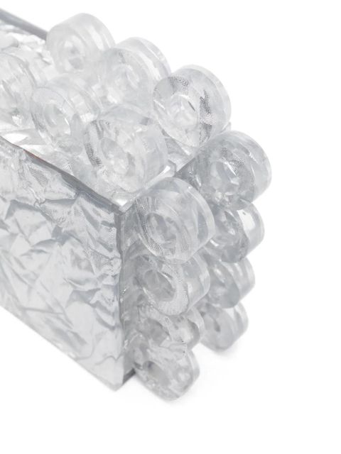 Cult Gaia Harlow chunky-crystal clutch bag - Silver