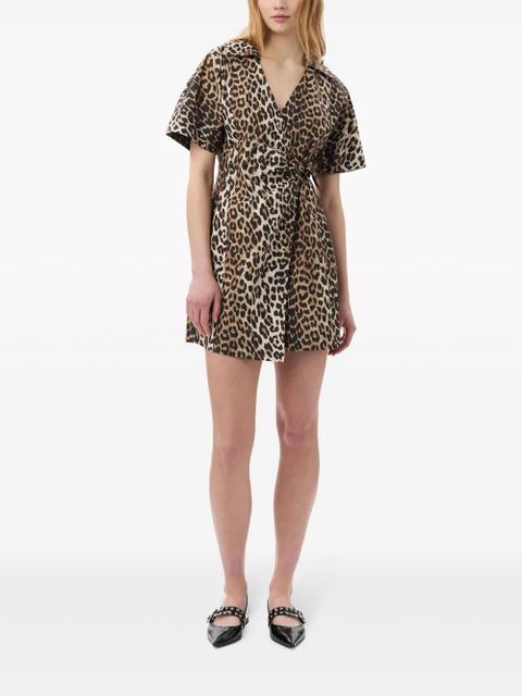 GANNI leopard-print wrap minidress - Brown - zdjęcie produktu nr 2