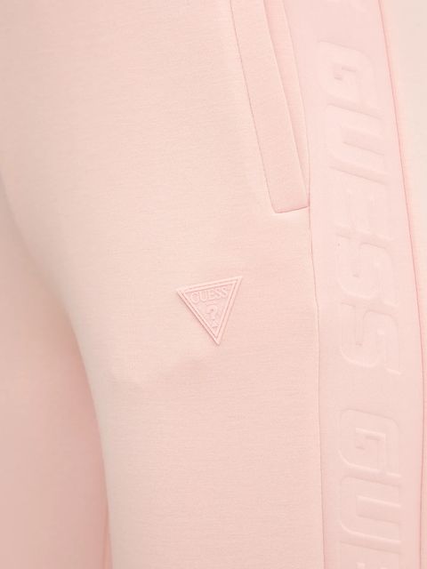 Guess spodnie dresowe kolor różowy z nadrukiem