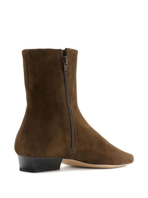 STAUD zipped block-heel ankle boots - Brown