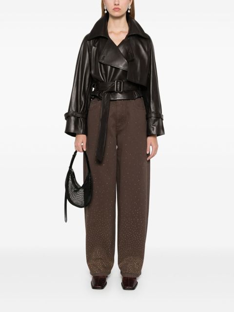 ROTATE BIRGER CHRISTENSEN rhinestone-embellished wide-leg jeans - Brown - zdjęcie produktu nr 2