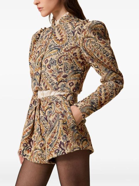 TWINSET paisley puff-sleeve jacket - Neutrals