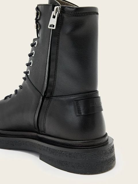 AllSaints workery skórzane Escher Lace Up Boot damskie kolor czarny na płaskim obcasie W084FD - zdjęcie produktu nr 2