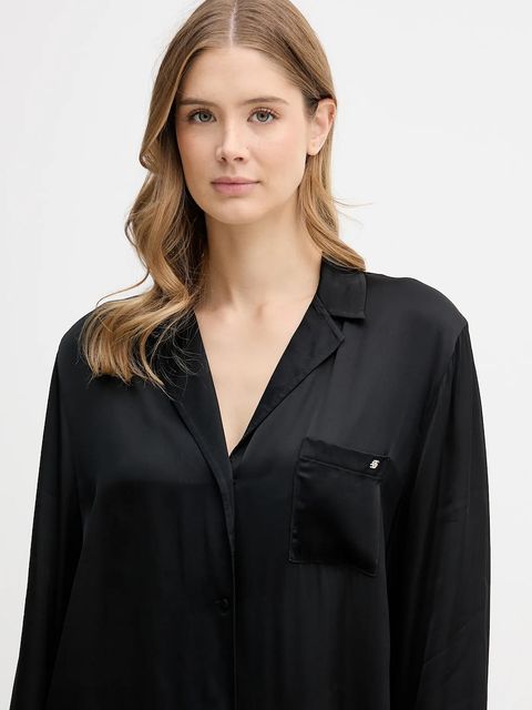 BOSS piżama Blossom Long Set damska kolor czarny 50557156