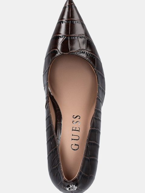 Guess szpilki skórzane PRINDY kolor brązowy FLFPRN LEP08