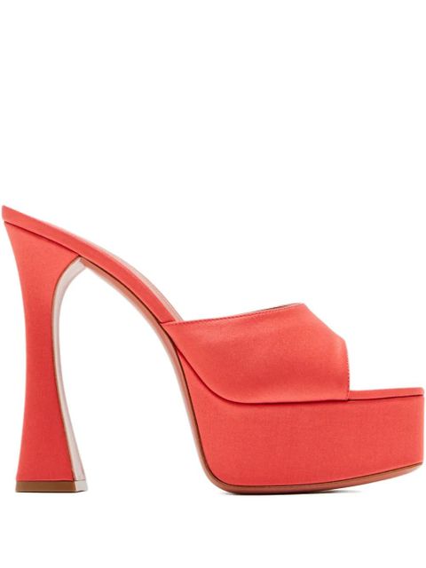 Amina Muaddi 140mm satin platform sandals - Orange - zdjęcie produktu nr 1