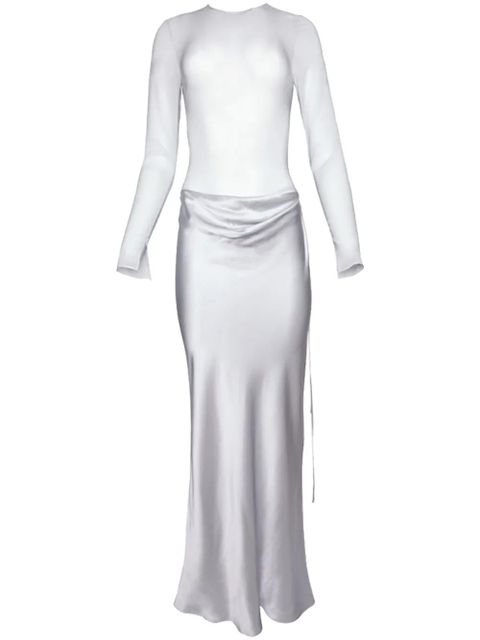Christopher Esber semi-sheer draped maxi dress - Silver - zdjęcie produktu nr 1
