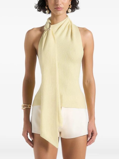 Manière De Voir Elodie draped halterneck knitted top - Yellow - zdjęcie produktu nr 1