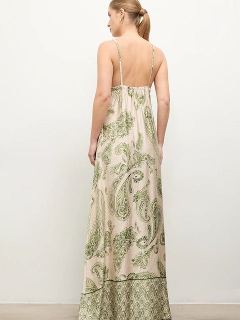 Answear.LAB sukienka kolor zielony maxi prosta