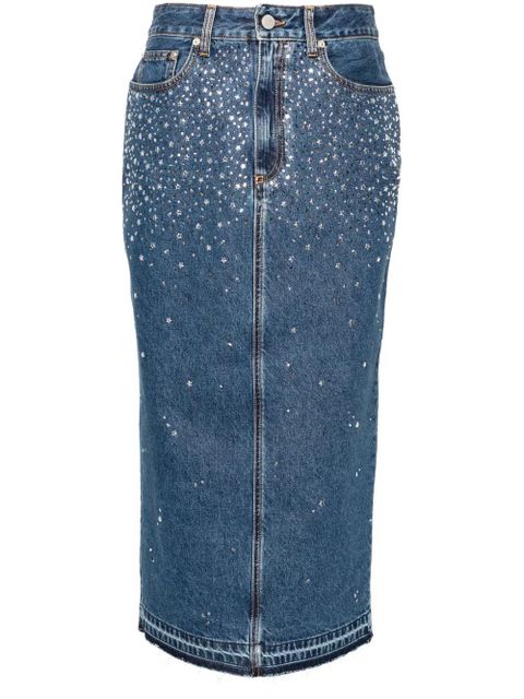 Alessandra Rich rhinestoned midi pencil skirt - Blue - zdjęcie produktu nr 1
