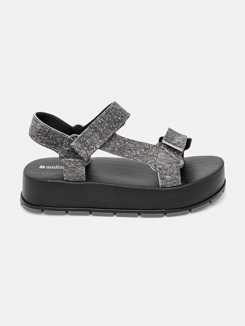 Melissa sandały FLOWING PLATFORM DENIM damskie kolor czarny na platformie M 36132 - zdjęcie produktu nr 2