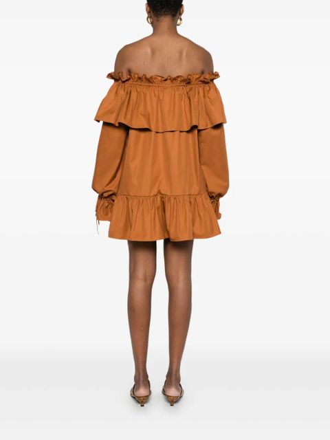 Saint Laurent ruffled mini dress - Brown