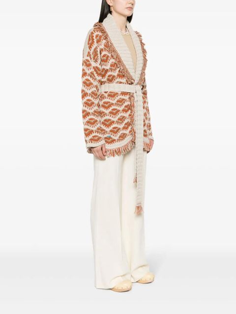 Alanui Hawa Mahal patterned-intarsia cardigan - Neutrals
