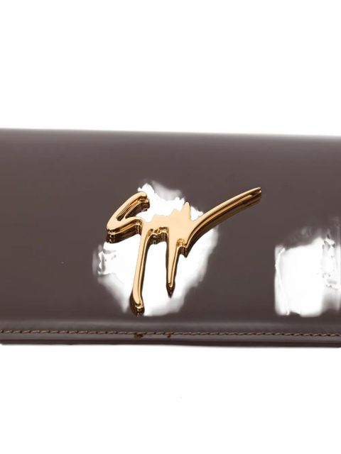 Giuseppe Zanotti patent-leather logo clutch bag - Brown