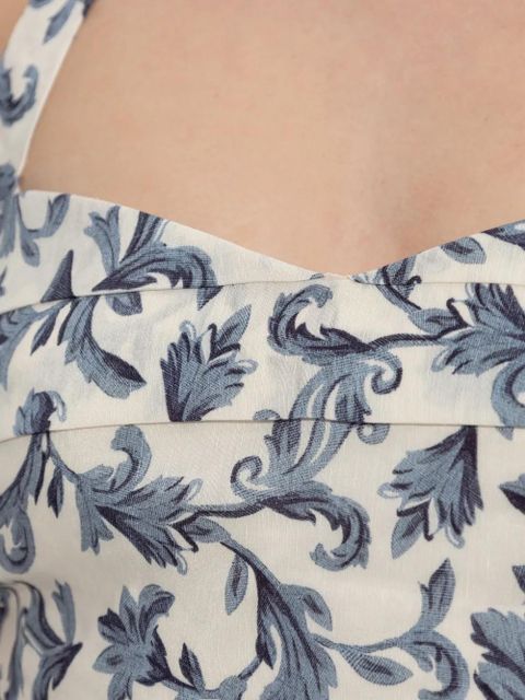 Posse Rue halterneck baroque-print top - White