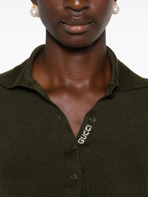 Gucci ribbed polo top - Green