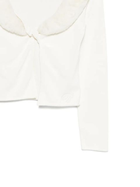 Blumarine faux-fur-collar cardigan - White