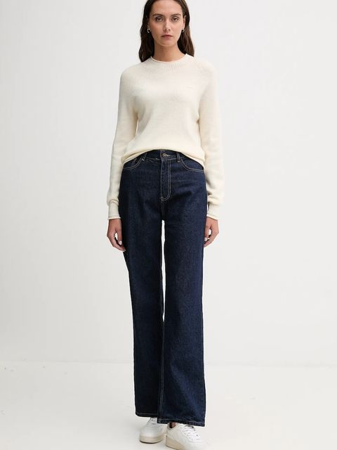 Lacoste sweter wełniany damski kolor beżowy lekki AF4160 - zdjęcie produktu nr 2