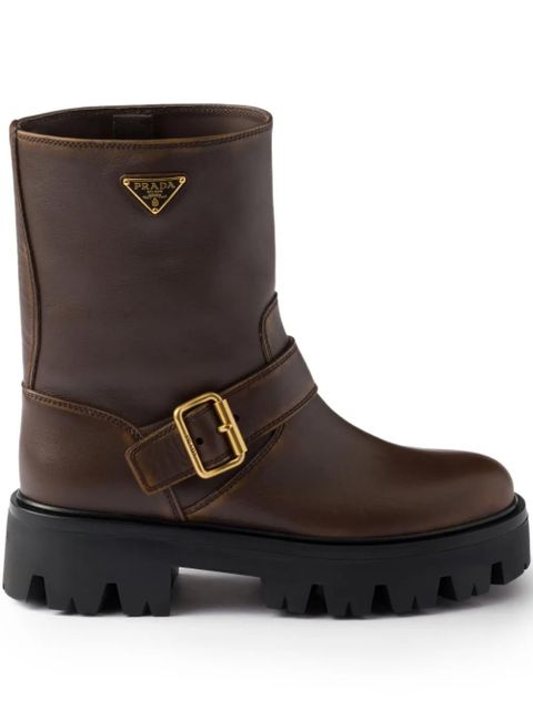Prada buckle-fastening platform boots - Brown - zdjęcie produktu nr 1