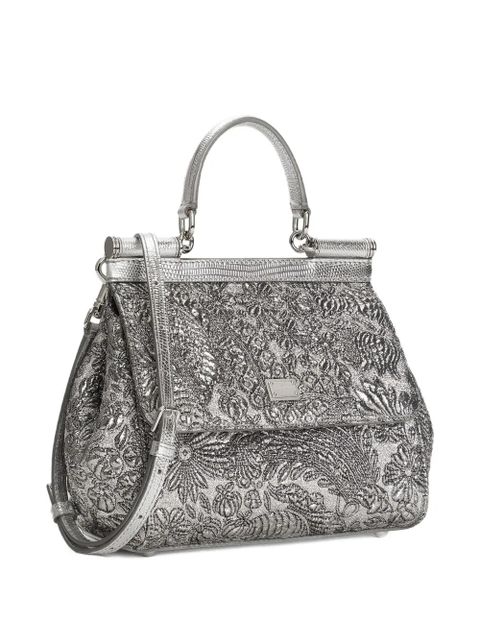 Dolce & Gabbana medium Sicily brocade tote bag - Silver