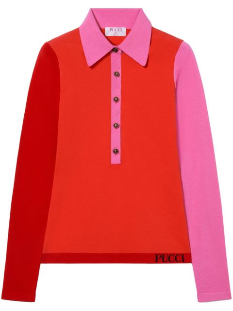 PUCCI colour-block knitted polo shirt - Red - zdjęcie produktu nr 1