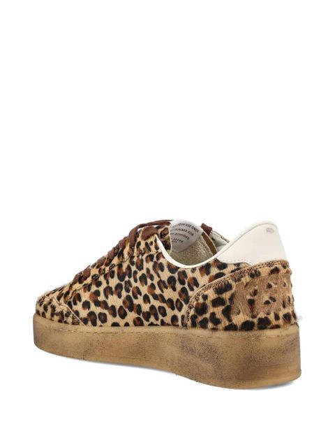 Golden Goose star leopard leather trainers - Brown