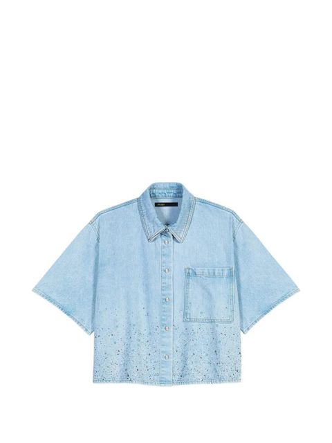 Maje embellished boxy cotton shirt - Blue - zdjęcie produktu nr 1