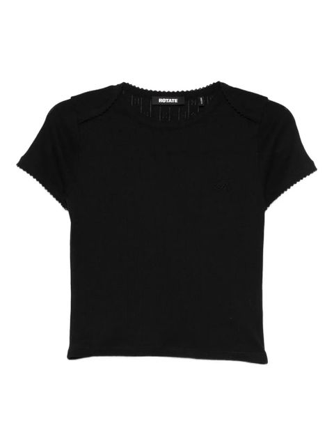 ROTATE BIRGER CHRISTENSEN pointelle T-shirt - Black - zdjęcie produktu nr 1