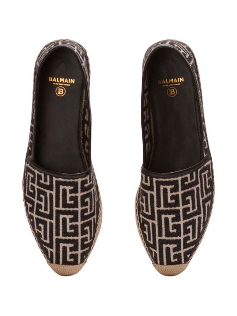 Balmain monogram platform espadrilles - Black
