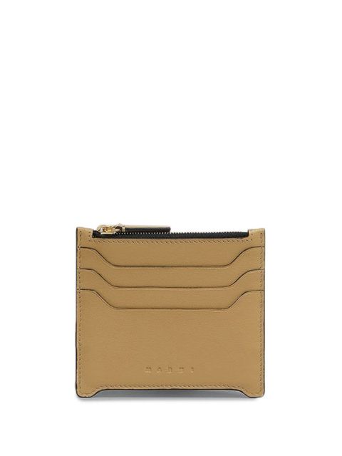 Marni small zipped leather card case - Neutrals - zdjęcie produktu nr 1