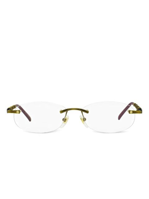Gucci Eyewear bamboo-detail rimless glasses - Gold - zdjęcie produktu nr 1